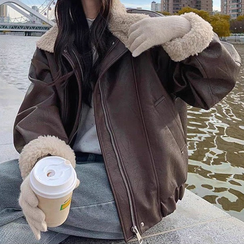 Leather Work Jacket Women'S - Women Coats Faux Leather Jackets Turn