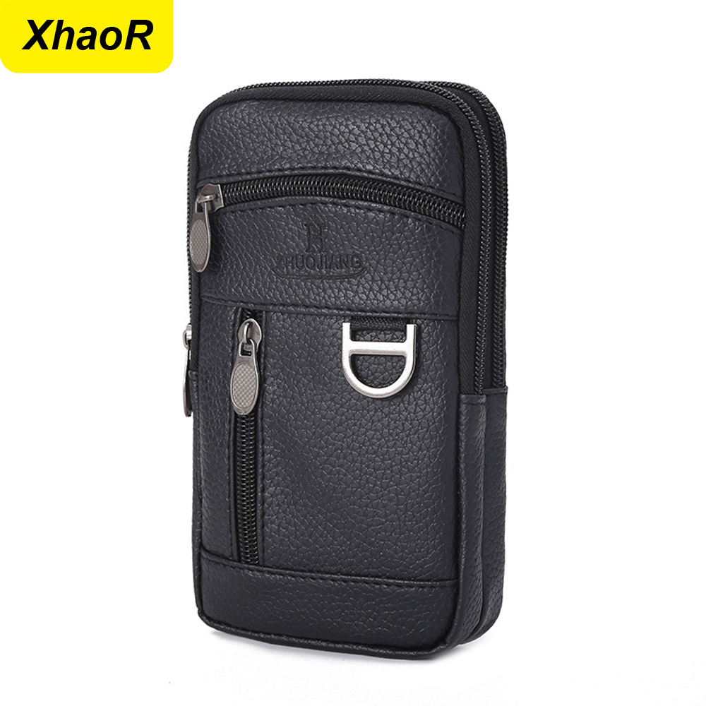 Leather Work Bag - Men Waist Bag Mobile Phone Bag