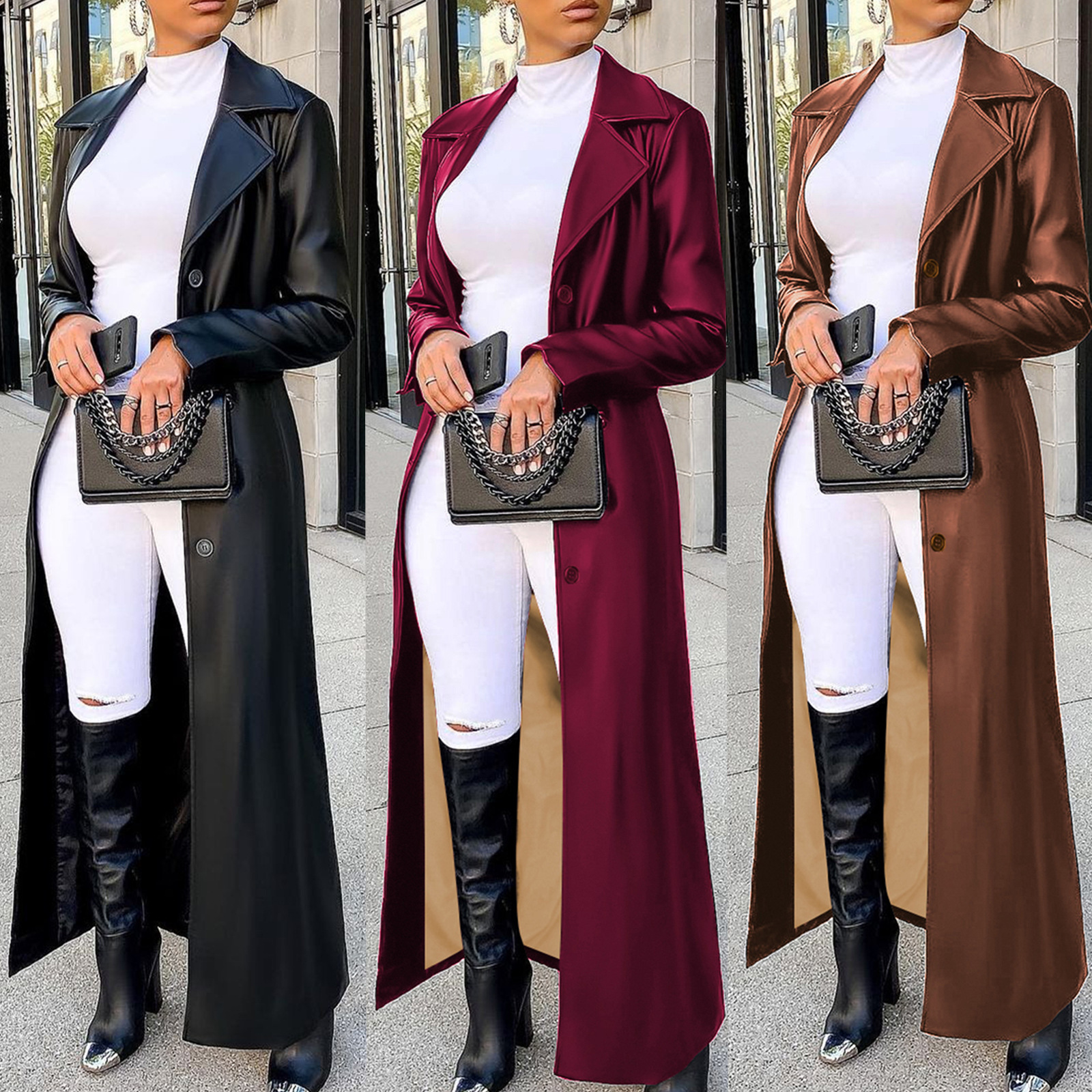 Leather Work Jacket Women'S - Women Coats Long Faux Leather Jackets