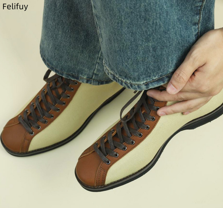 Youtube Leatherwork - Handmade Genuine Leather Short Lace Up