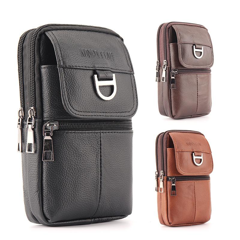 Leather Work Bag - Men's leather waist bag - Large
