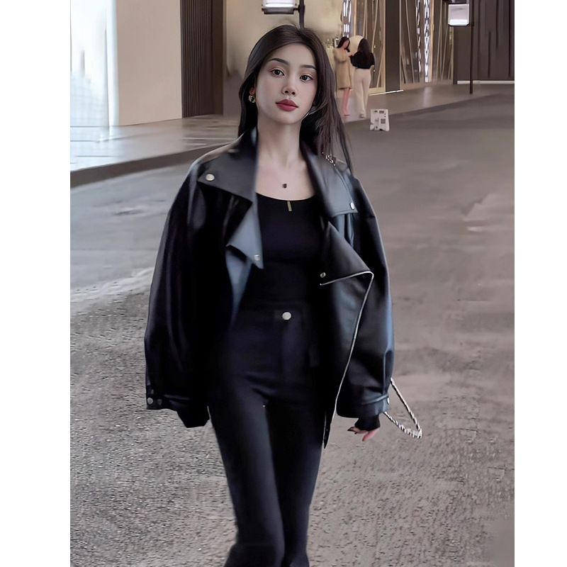 Coats Women Faux Leather Short - Leather Work Jacket Women'S ulasan dan harga