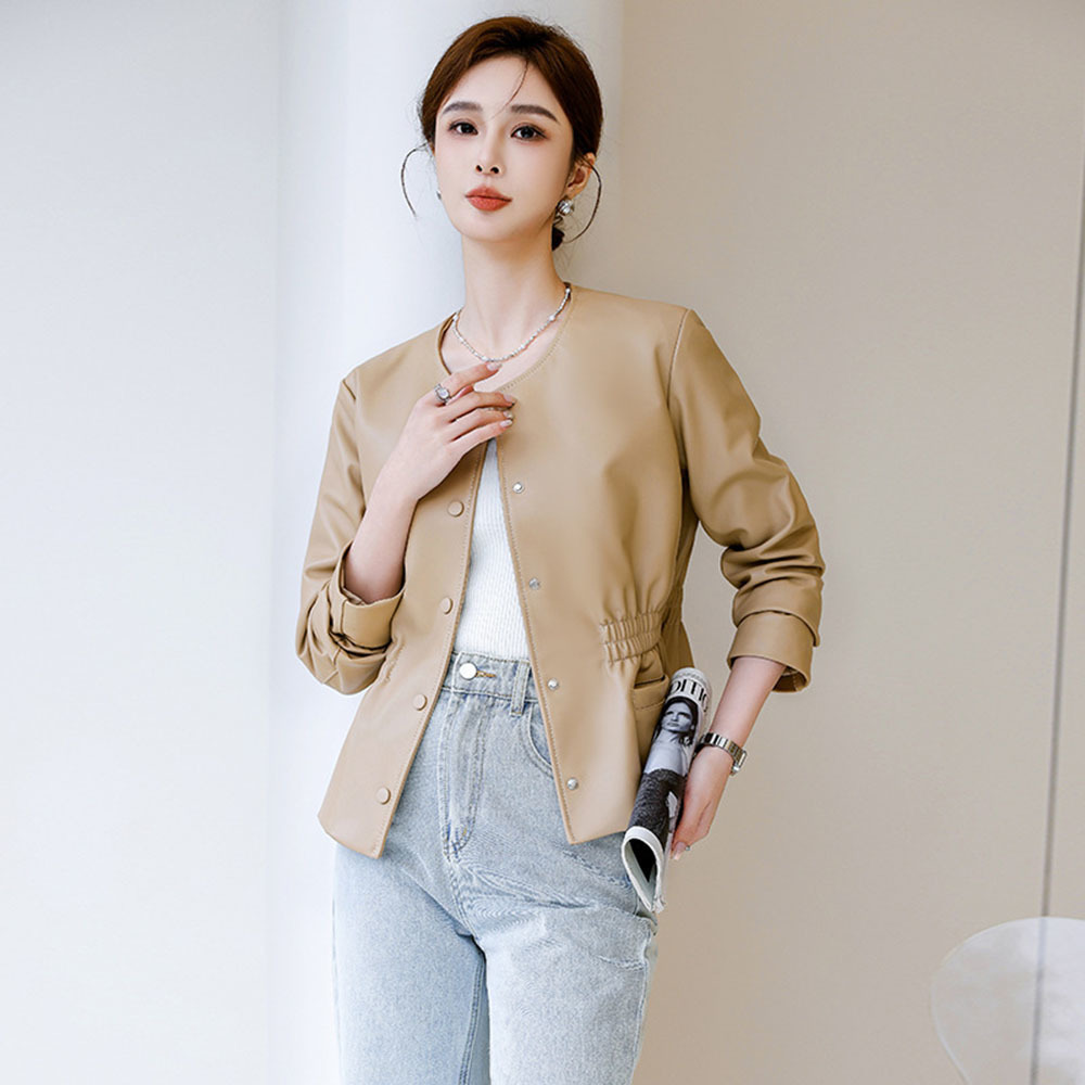 Office Faux Leather Jacket Wom - Leather Work Jacket Women'S ulasan dan harga