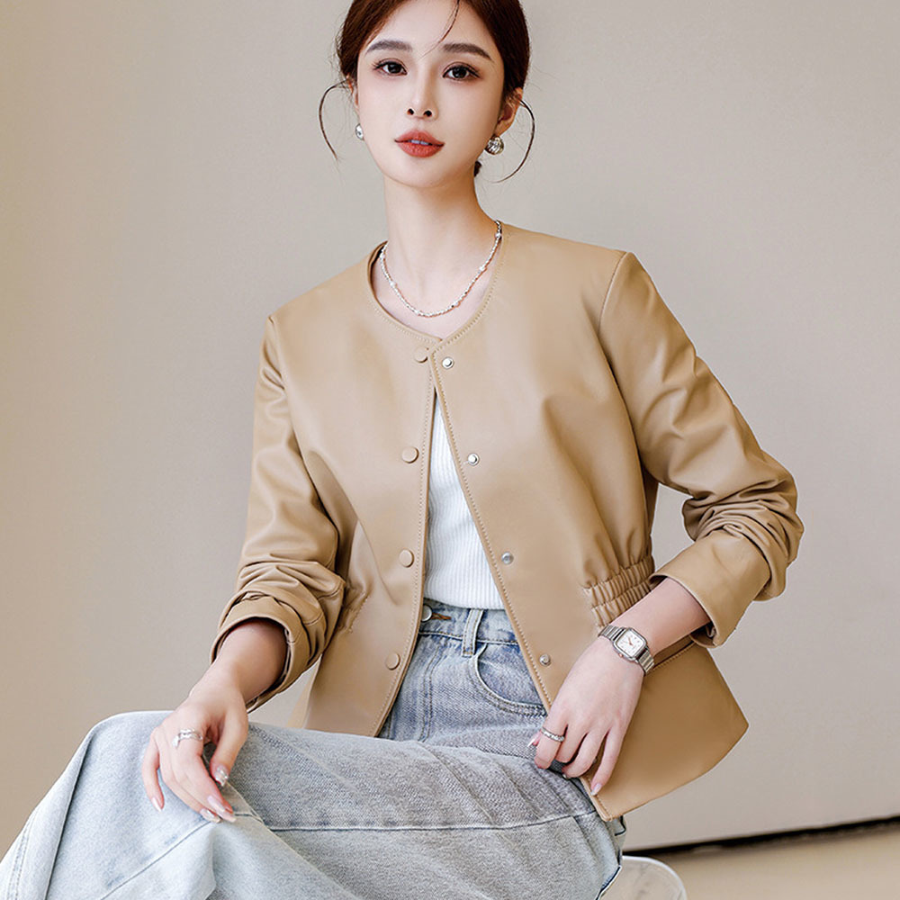 Office Faux Leather Jacket Wom - Leather Work Jacket Women'S ulasan dan harga