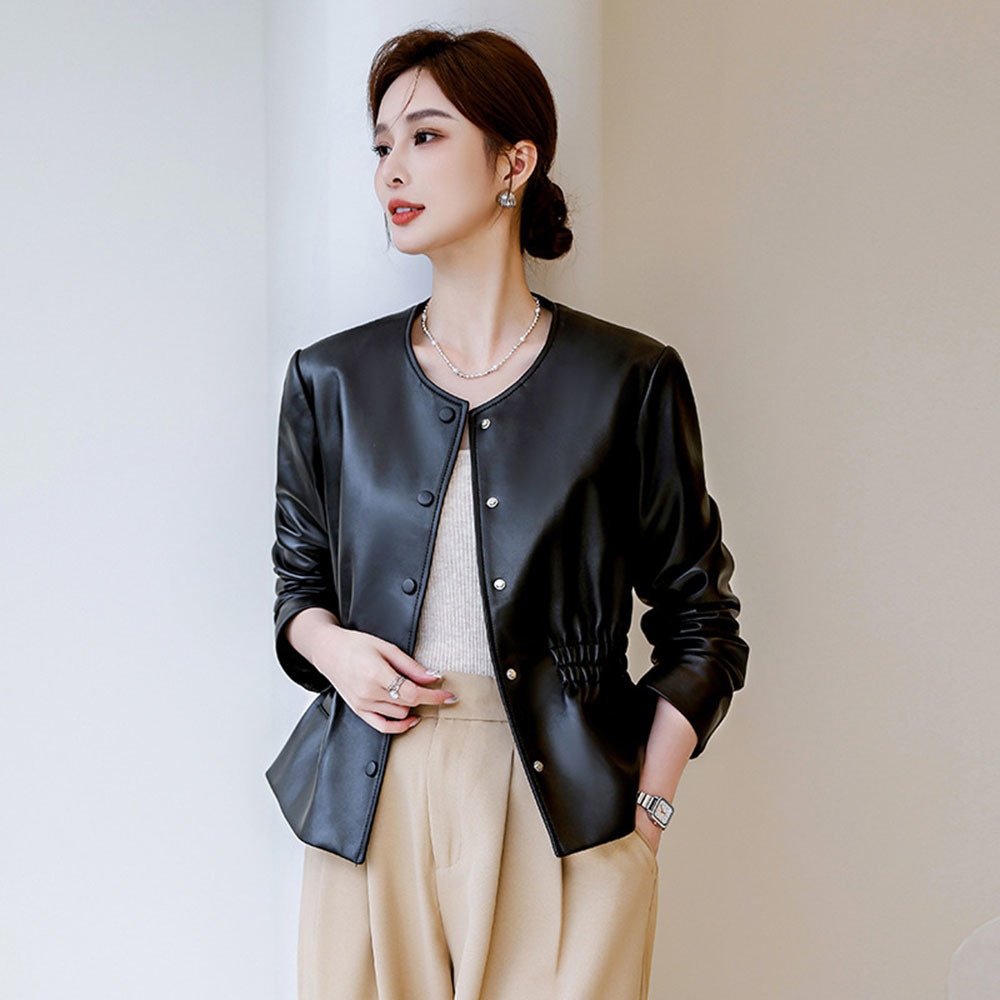 Office Faux Leather Jacket Wom - Leather Work Jacket Women'S ulasan dan harga