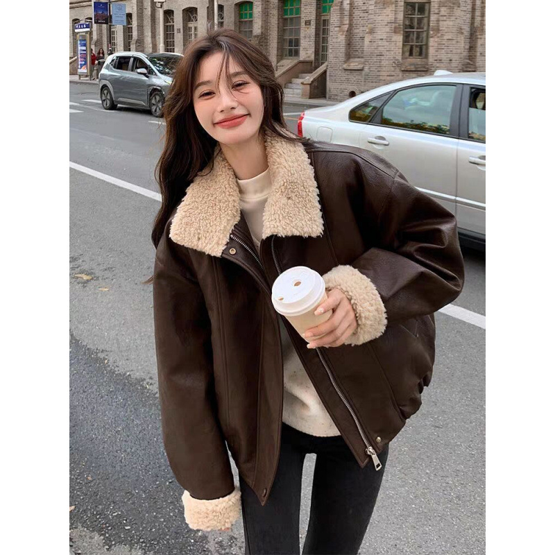 Women Coats Faux Leather Jacke - Leather Work Jacket Women'S ulasan dan harga