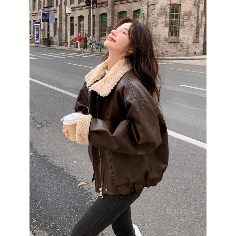 Women Coats Faux Leather Jacke - Leather Work Jacket Women'S ulasan dan harga