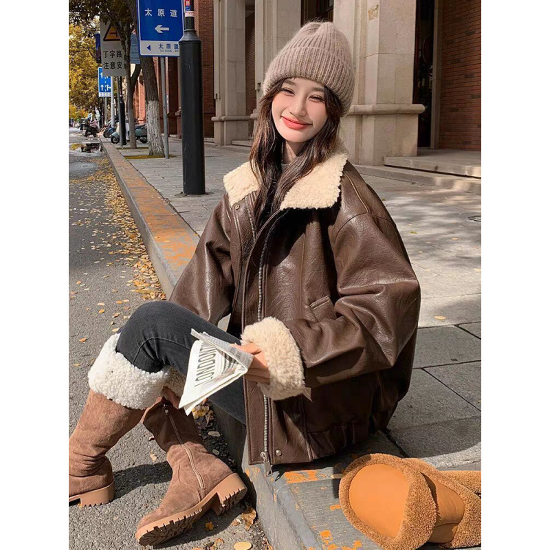 Women Coats Faux Leather Jacke - Leather Work Jacket Women'S ulasan dan harga
