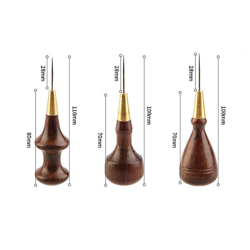 1Pcs Wooden Handle Awls Leathe - Leatherwork Awl ulasan dan harga