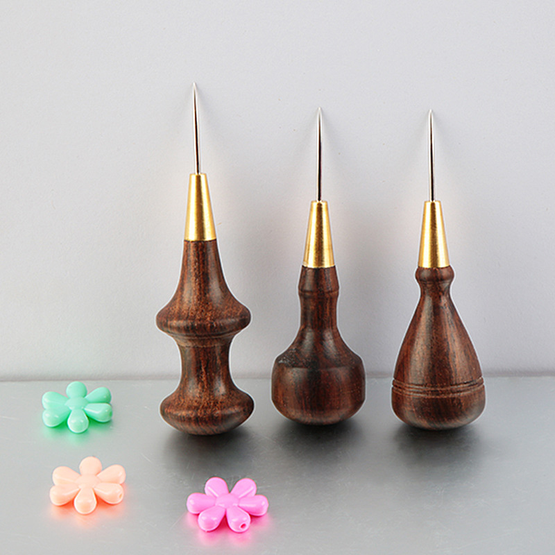 1Pcs Wooden Handle Awls Leathe - Leatherwork Awl ulasan dan harga