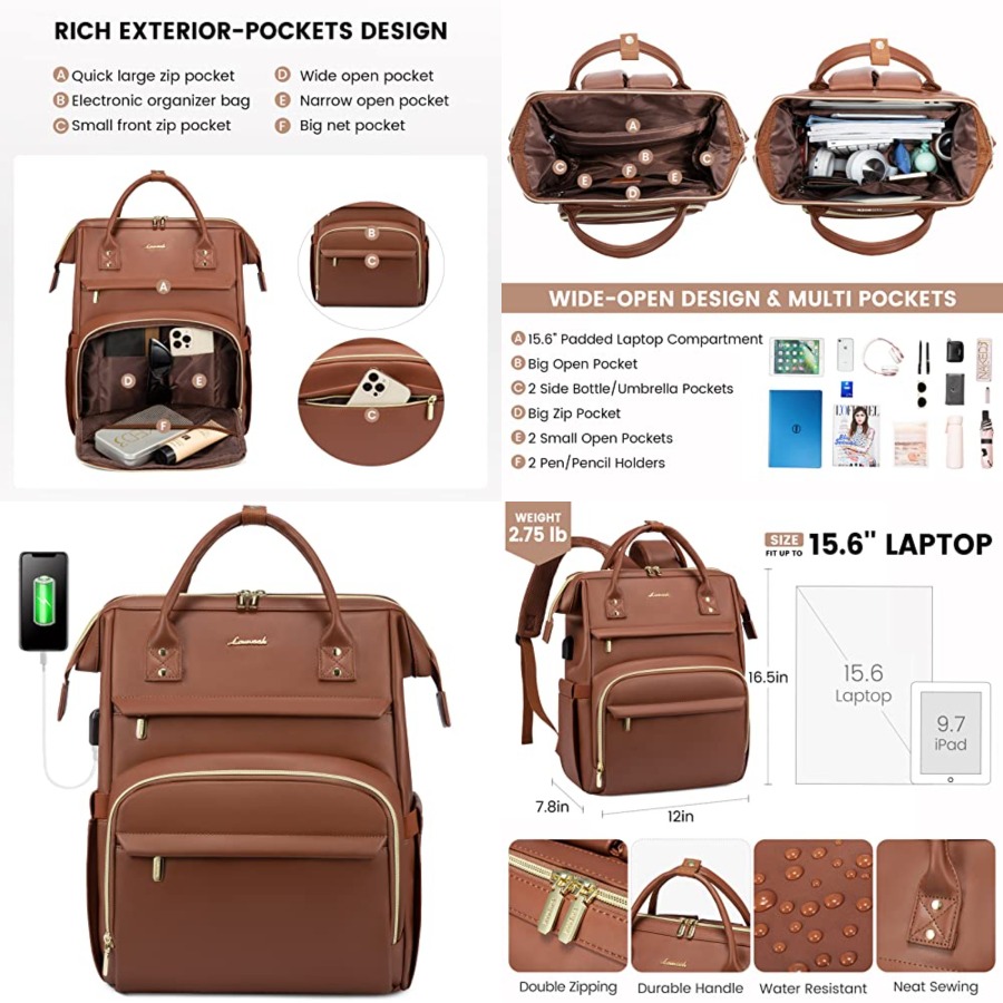 Leather Laptop Backpack for Wo - Leather Work Bag ulasan dan harga