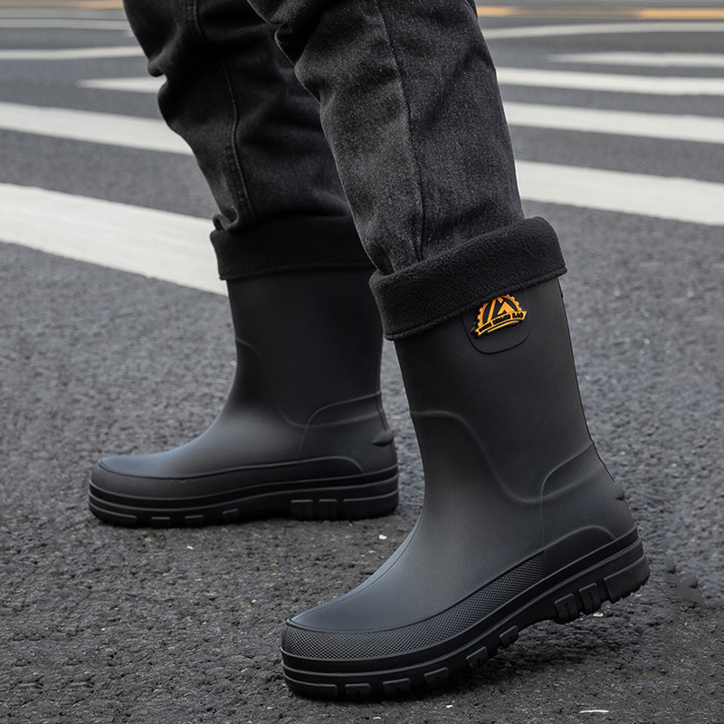 New Fashion Men Rain Boots Pla - Youtube Leatherwork ulasan dan harga