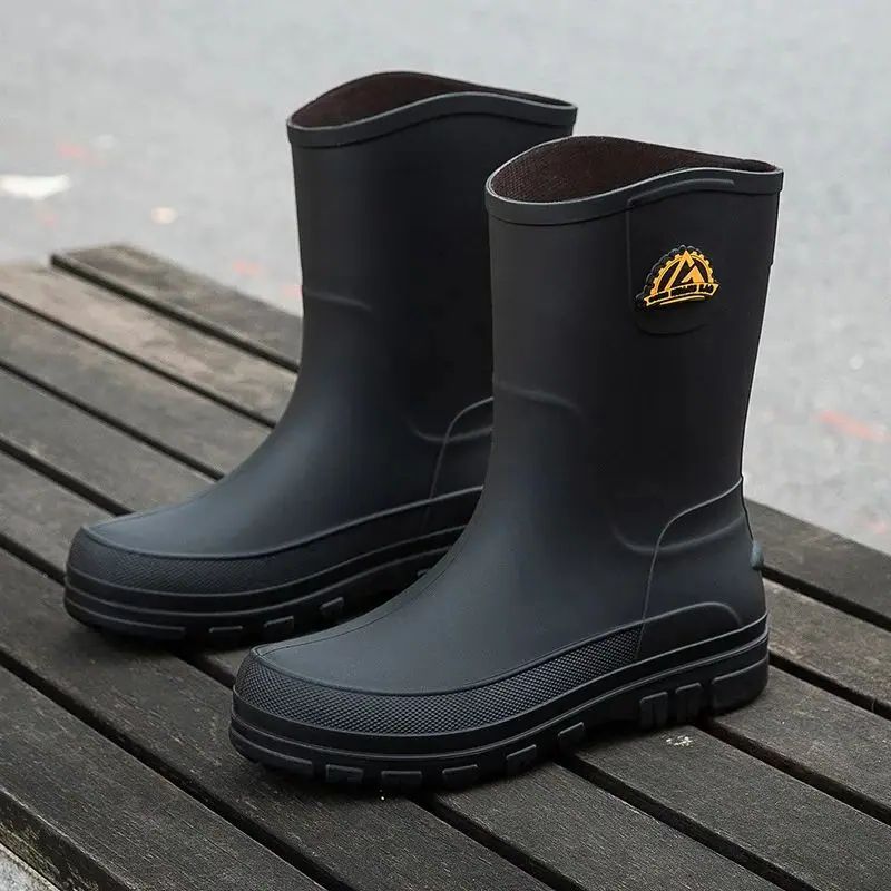 New Fashion Men Rain Boots Pla - Youtube Leatherwork ulasan dan harga
