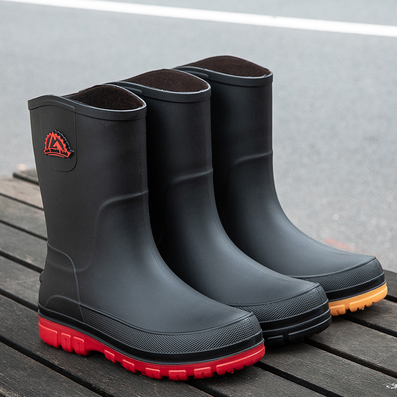 New Fashion Men Rain Boots Pla - Youtube Leatherwork ulasan dan harga