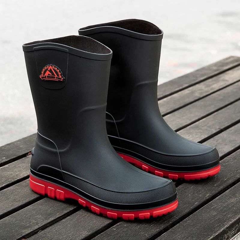 New Fashion Men Rain Boots Pla - Youtube Leatherwork ulasan dan harga