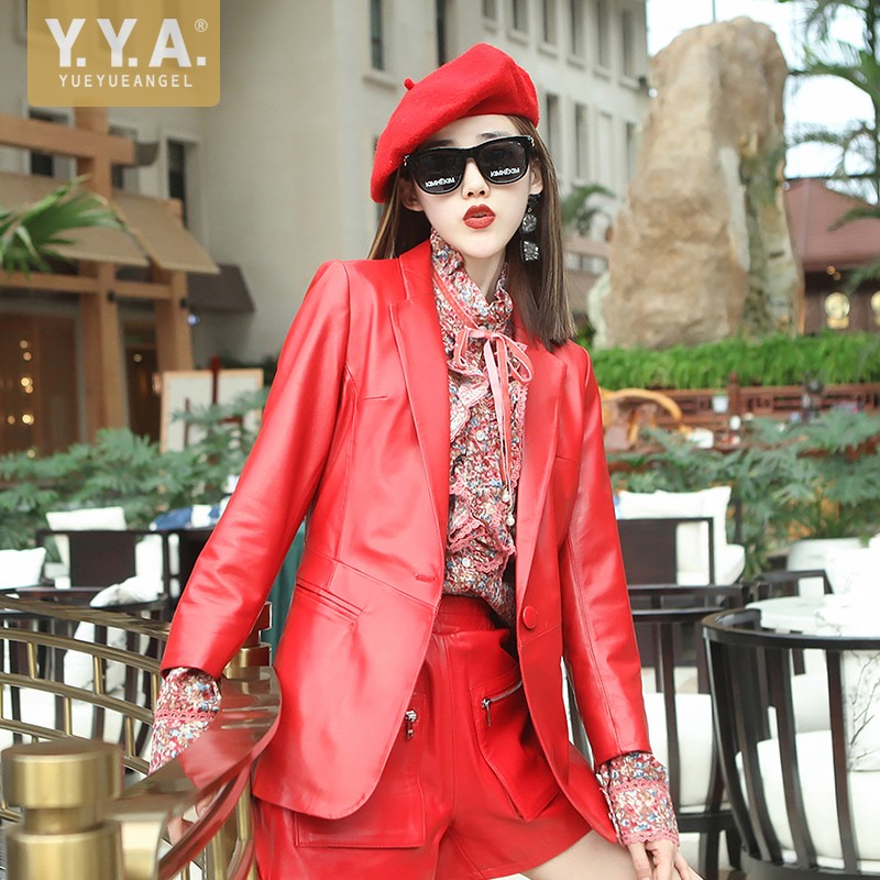 Autumn Elegant Women Soft Shee - Leather Work Jacket Women'S ulasan dan harga