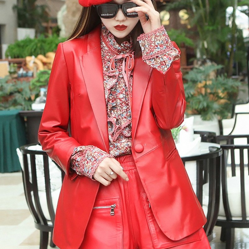 Autumn Elegant Women Soft Shee - Leather Work Jacket Women'S ulasan dan harga