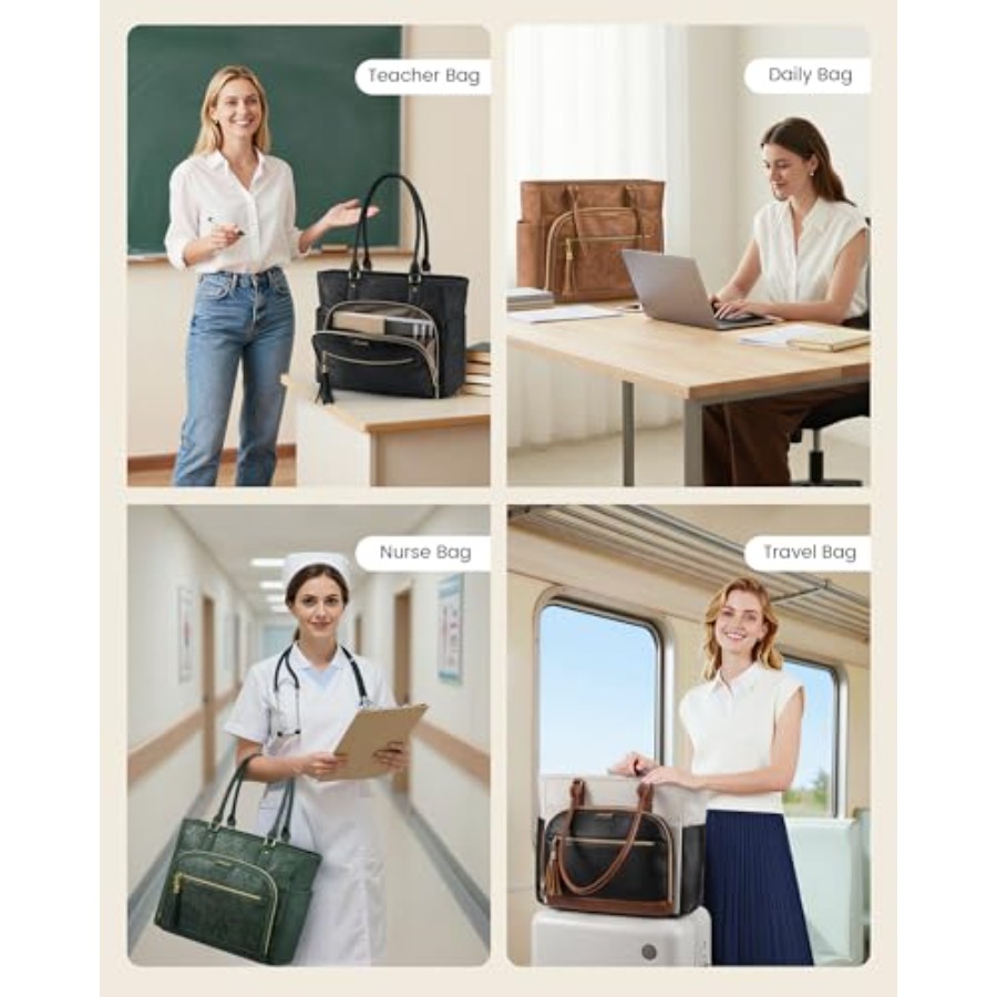 Laptop Tote Bag for Women With - Leather Work Bag ulasan dan harga