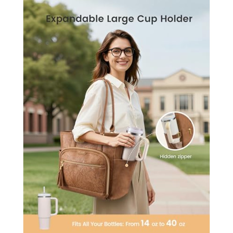 Laptop Tote Bag for Women With - Leather Work Bag ulasan dan harga