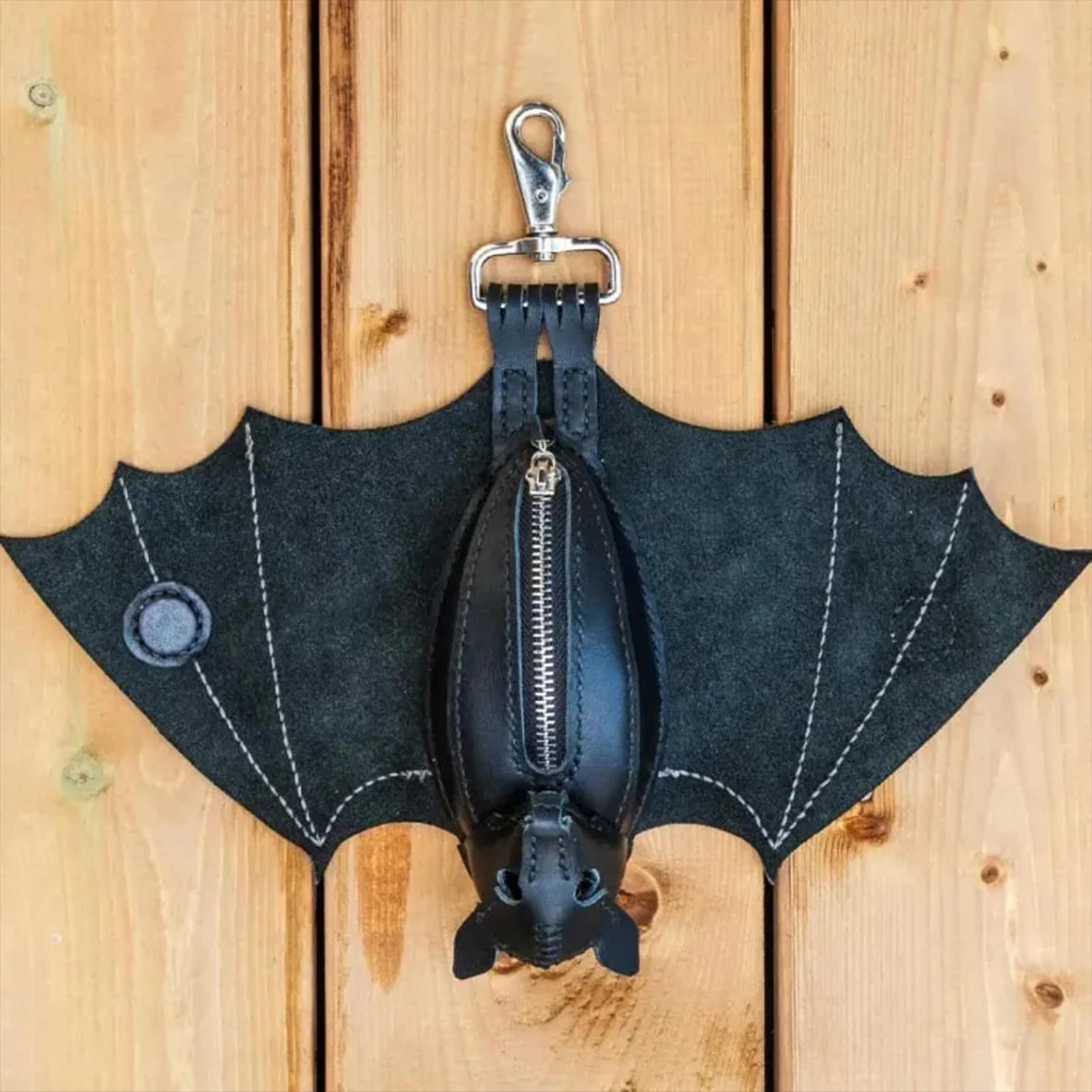Bat Coin Purse PU Leather Bat  - Leatherwork Keychain ulasan dan harga