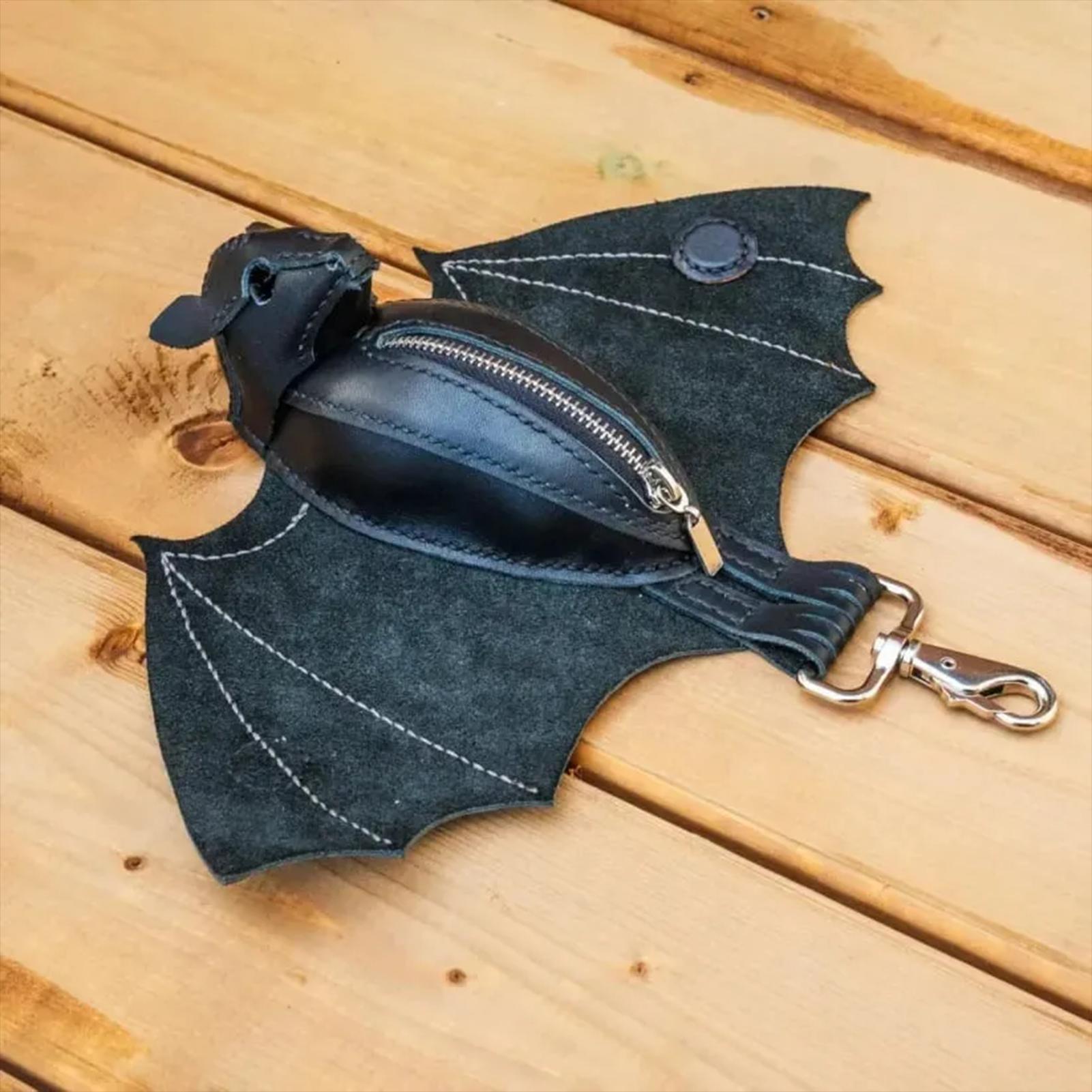 Bat Coin Purse PU Leather Bat  - Leatherwork Keychain ulasan dan harga