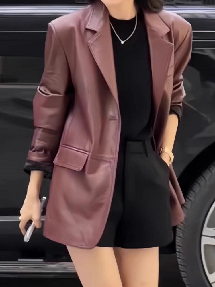 Autumn Office Ladies Work Mid  - Leather Work Jacket Women'S ulasan dan harga