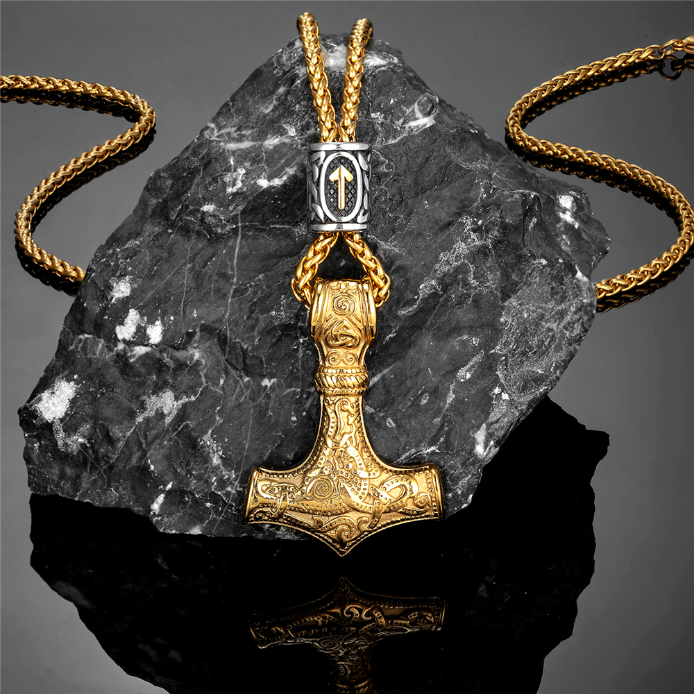 Gold Plated Norse Runes Beads  - Leatherwork Hammer ulasan dan harga