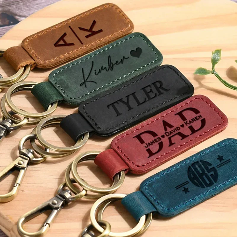 Laser Custom Logo Leather Keyc - Leatherwork Keychain ulasan dan harga