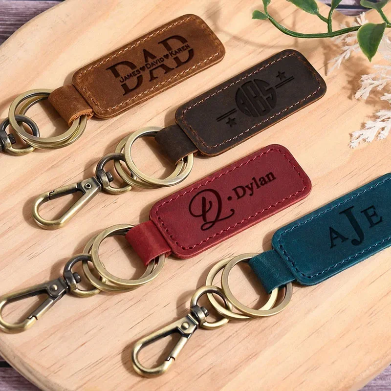 Laser Custom Logo Leather Keyc - Leatherwork Keychain ulasan dan harga