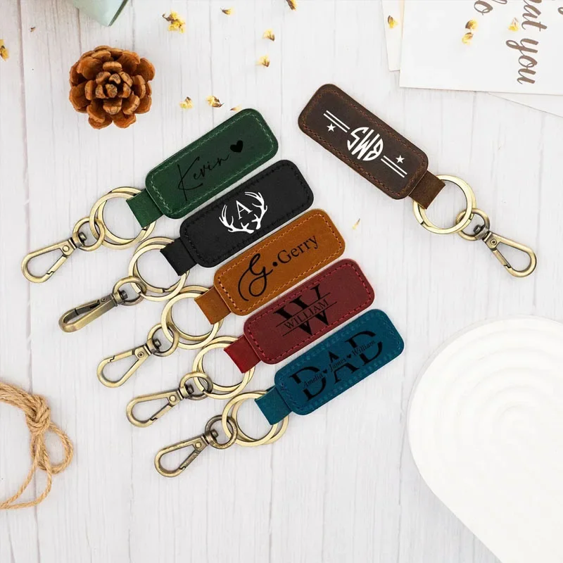 Laser Custom Logo Leather Keyc - Leatherwork Keychain ulasan dan harga