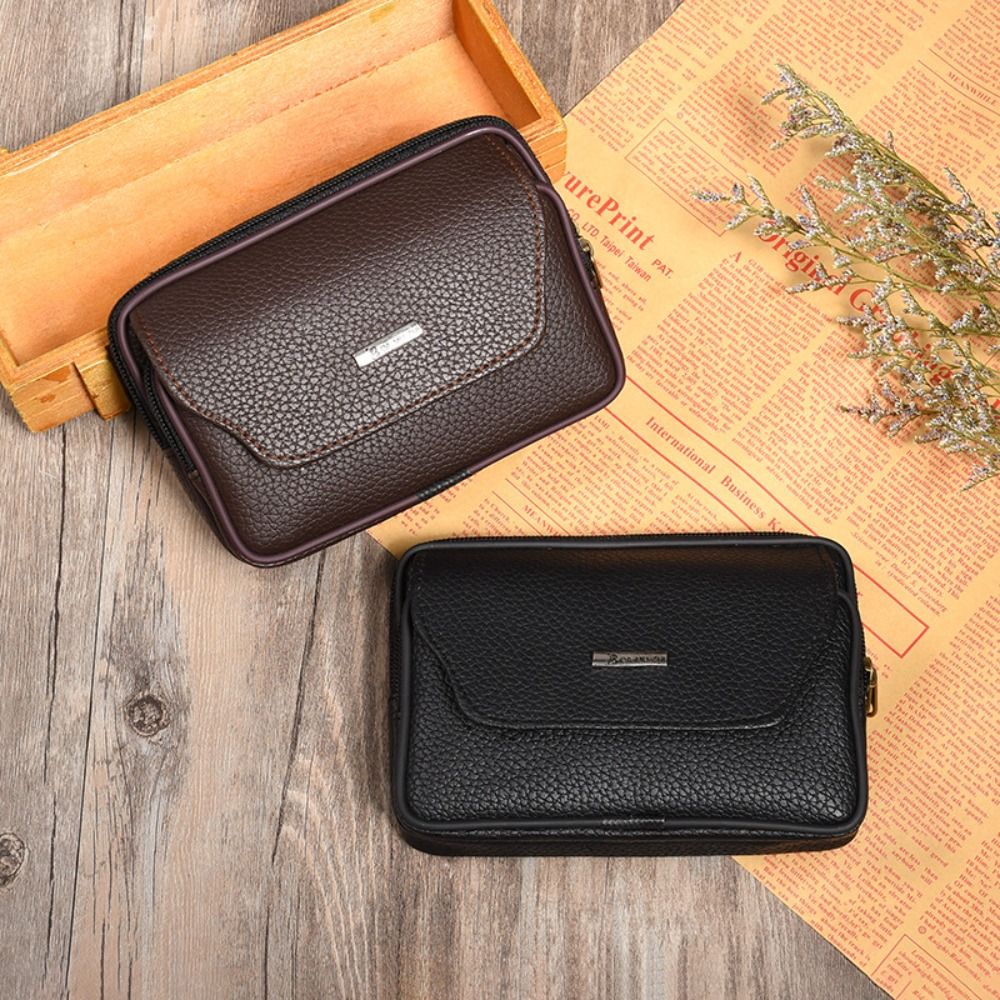 PU Leather Men Small Waist Bag - Leather Work Bag ulasan dan harga