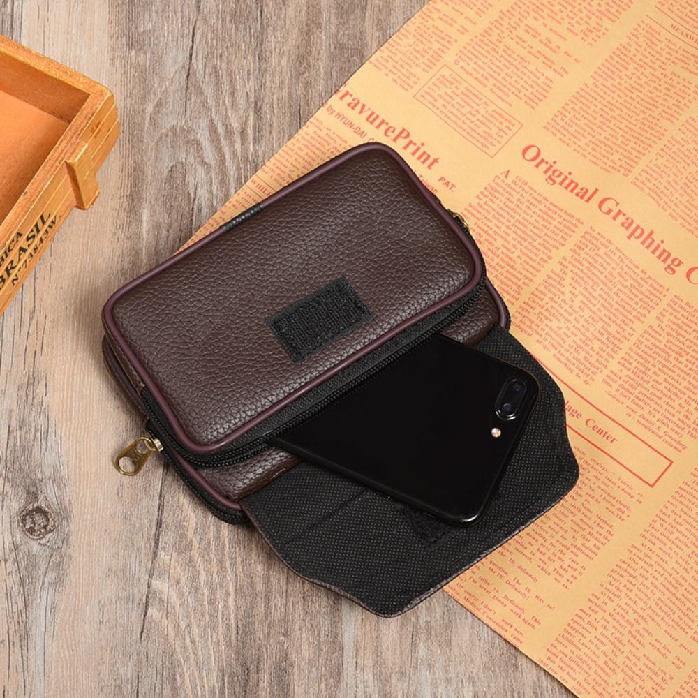 PU Leather Men Small Waist Bag - Leather Work Bag ulasan dan harga
