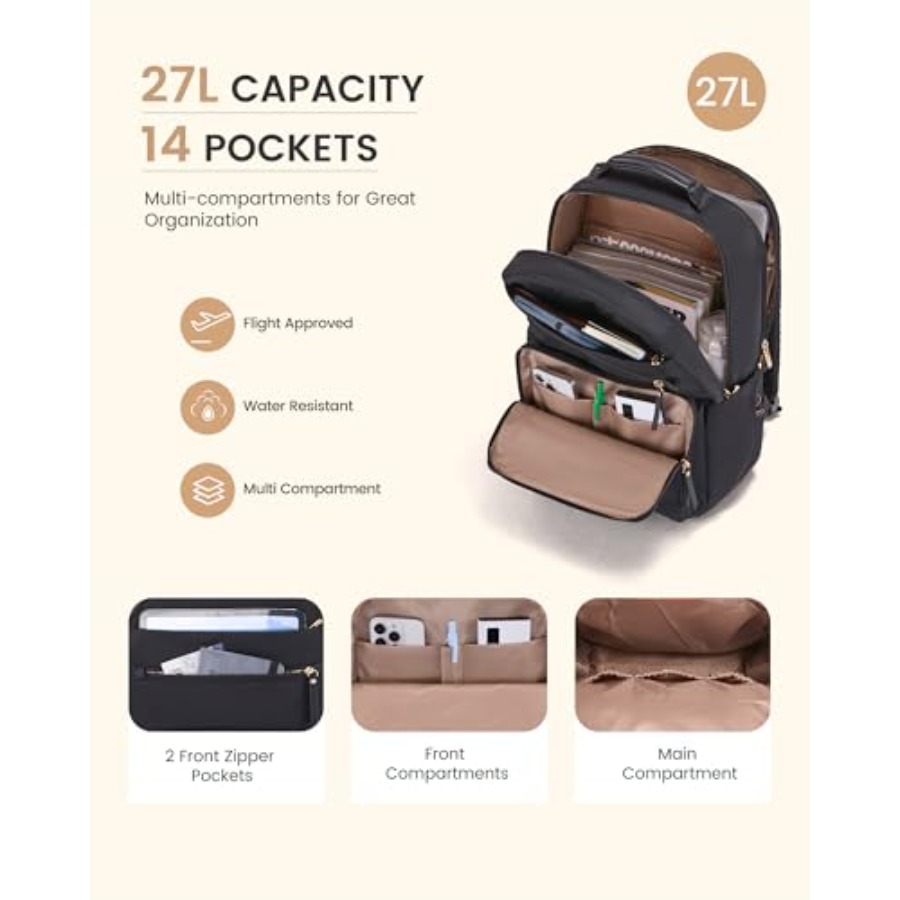 Laptop Backpack for Women with - Leather Work Bag ulasan dan harga