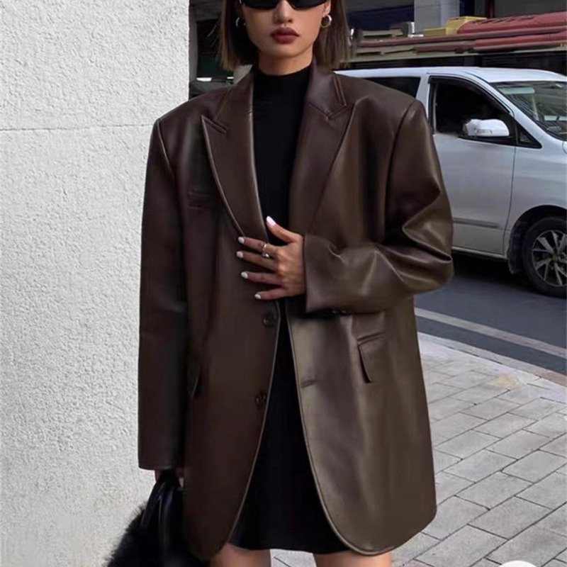 Autumn Winter PU Leather Busin - Leather Work Jacket Women'S ulasan dan harga