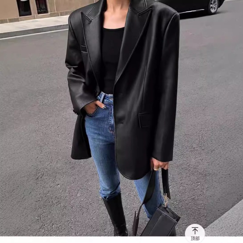Autumn Winter PU Leather Busin - Leather Work Jacket Women'S ulasan dan harga