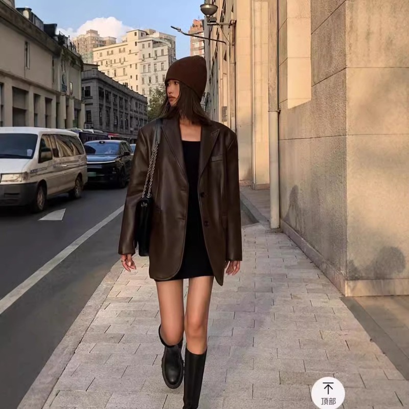 Autumn Winter PU Leather Busin - Leather Work Jacket Women'S ulasan dan harga