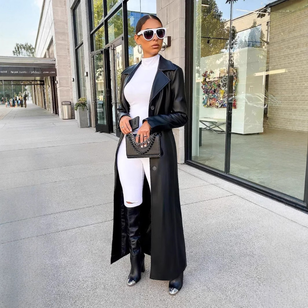 Women Coats Long Faux Leather  - Leather Work Jacket Women'S ulasan dan harga
