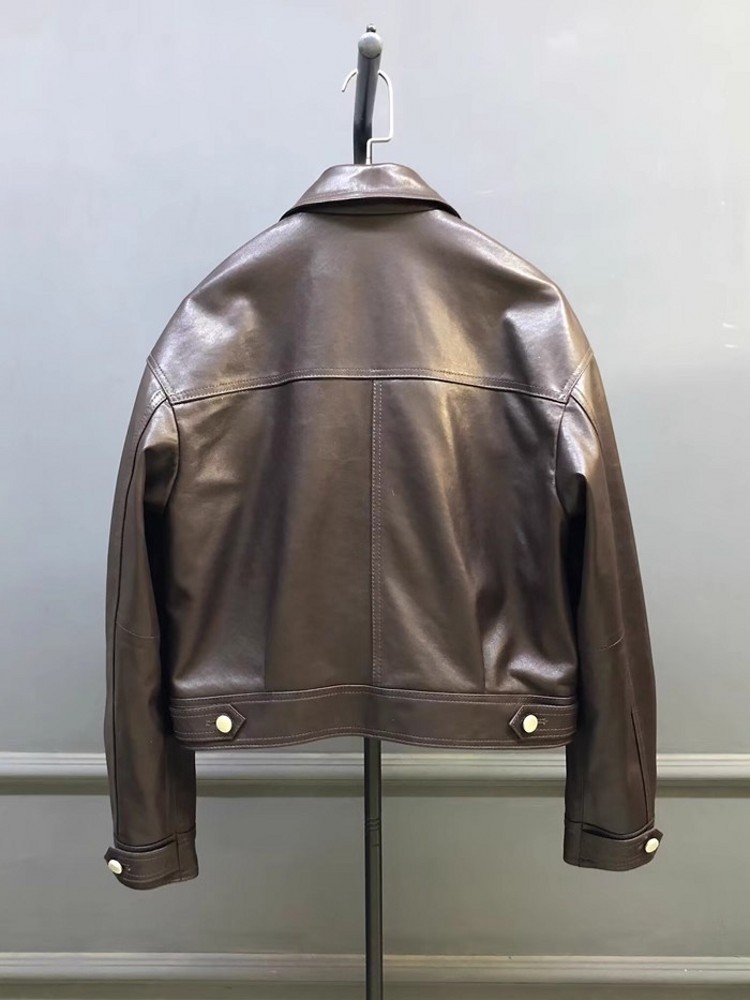 Designer Women Double Collar W - Leather Work Jacket Women'S ulasan dan harga