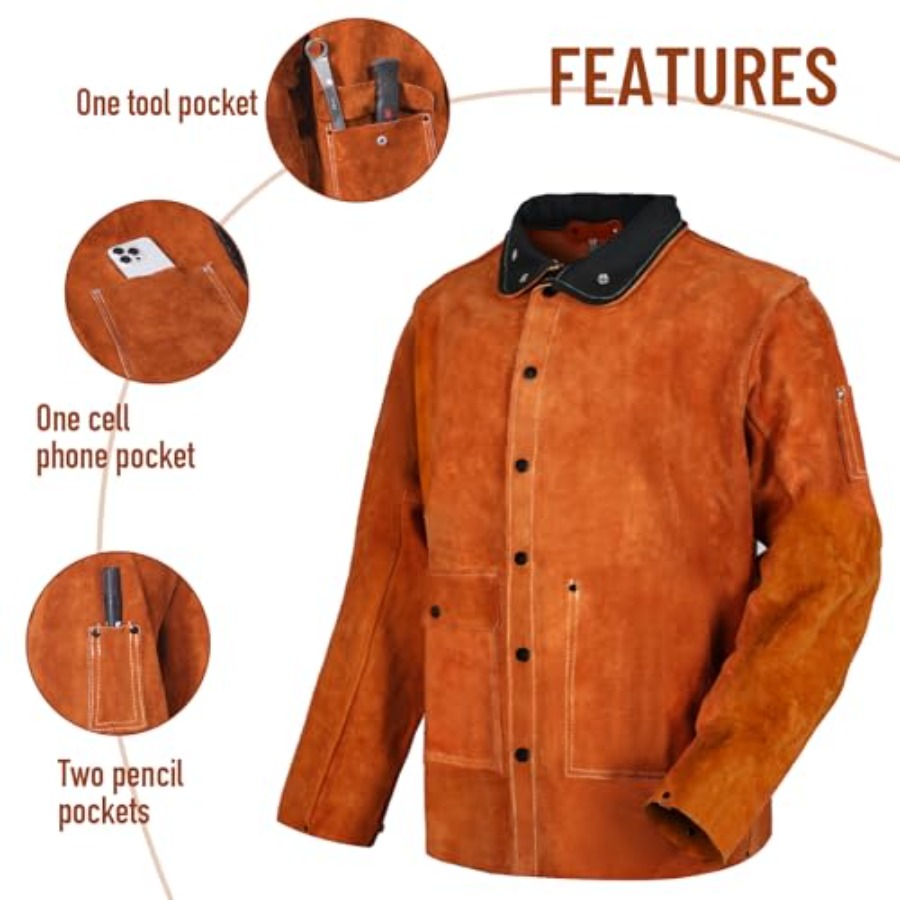 QeeLink Leather Welding Jacket - Leather Work Jacket Women'S ulasan dan harga