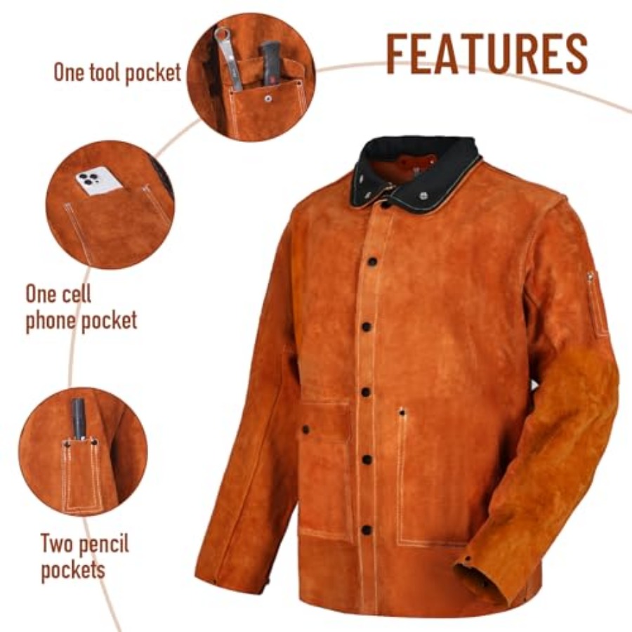 QeeLink Leather Welding Jacket - Leather Work Jacket Women'S ulasan dan harga