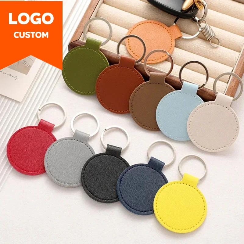 Laser Engrave Name Round PU Le - Leatherwork Keychain ulasan dan harga