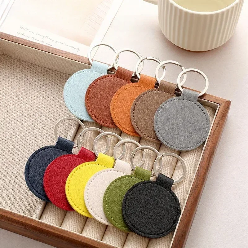 Laser Engrave Name Round PU Le - Leatherwork Keychain ulasan dan harga
