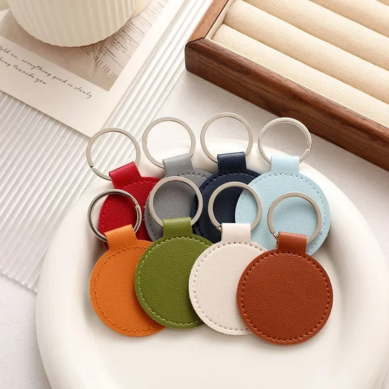 Laser Engrave Name Round PU Le - Leatherwork Keychain ulasan dan harga