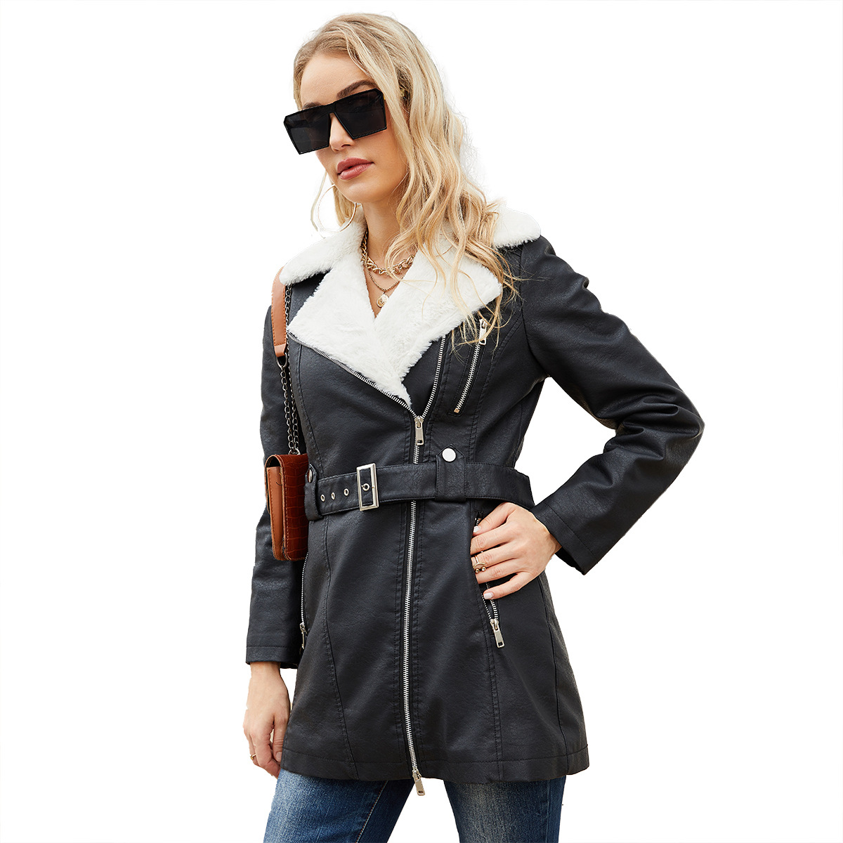 Faux PU Leather Coat Jacket 20 - Leather Work Jacket Women'S ulasan dan harga
