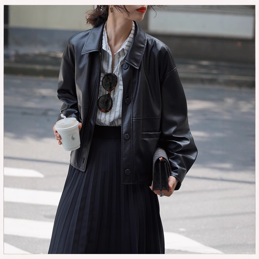 Women Short Coats Faux Leather - Leather Work Jacket Women'S ulasan dan harga