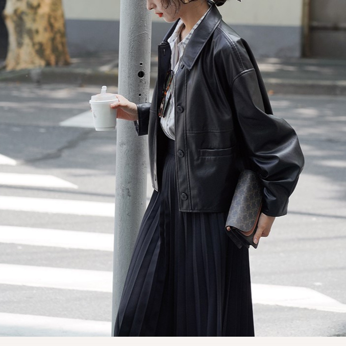 Women Short Coats Faux Leather - Leather Work Jacket Women'S ulasan dan harga