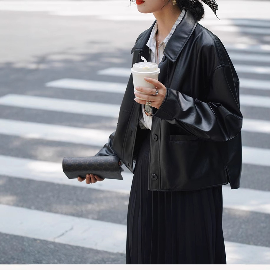 Women Short Coats Faux Leather - Leather Work Jacket Women'S ulasan dan harga