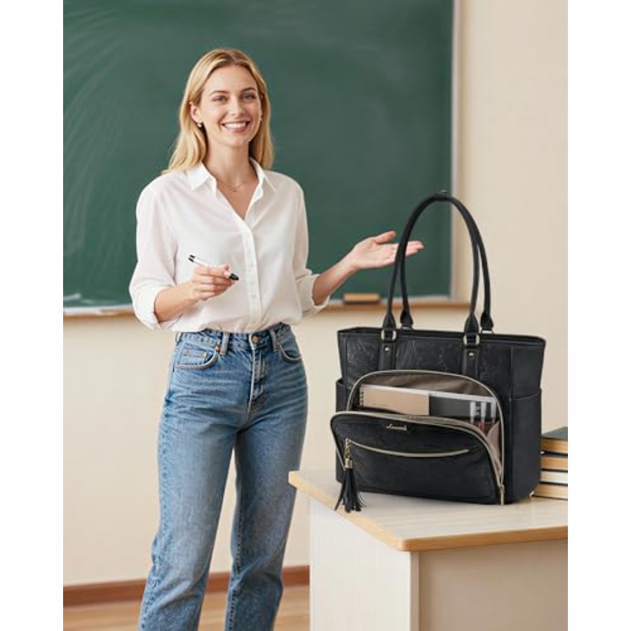 Laptop Tote Bag for Women With - Leather Work Bag ulasan dan harga