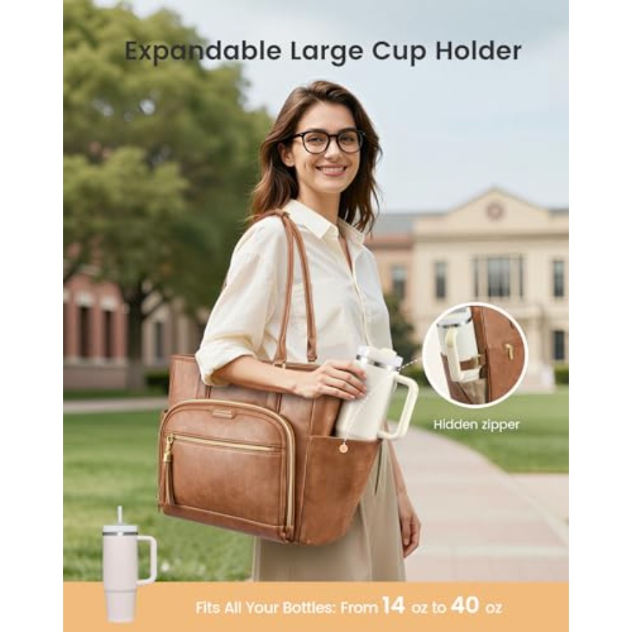 Laptop Tote Bag for Women With - Leather Work Bag ulasan dan harga